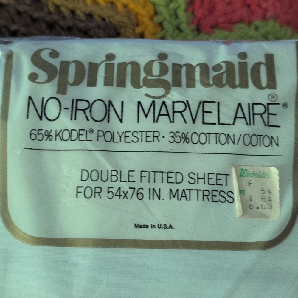 Vintange 80s Springmaid Full‎ Fitted White Sheet Pillowcases NIP Marvelaire